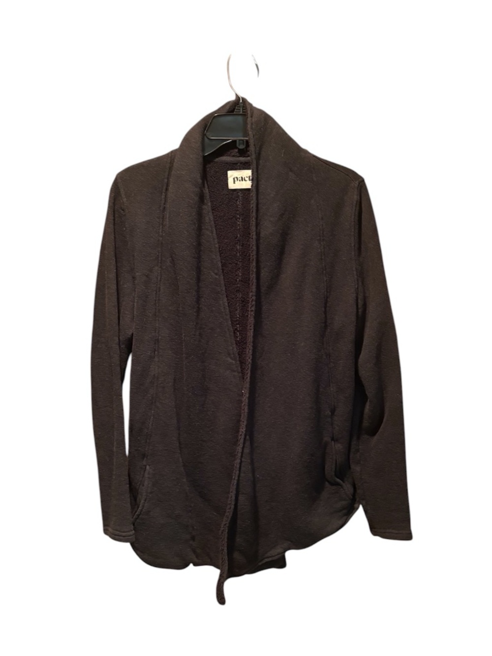 Pact Women's Open Front Organic Cotton Cardigan in Black XL
